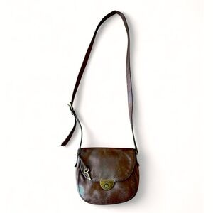 Vintage Fossil Chocolate Brown Leather Crossbody Bag